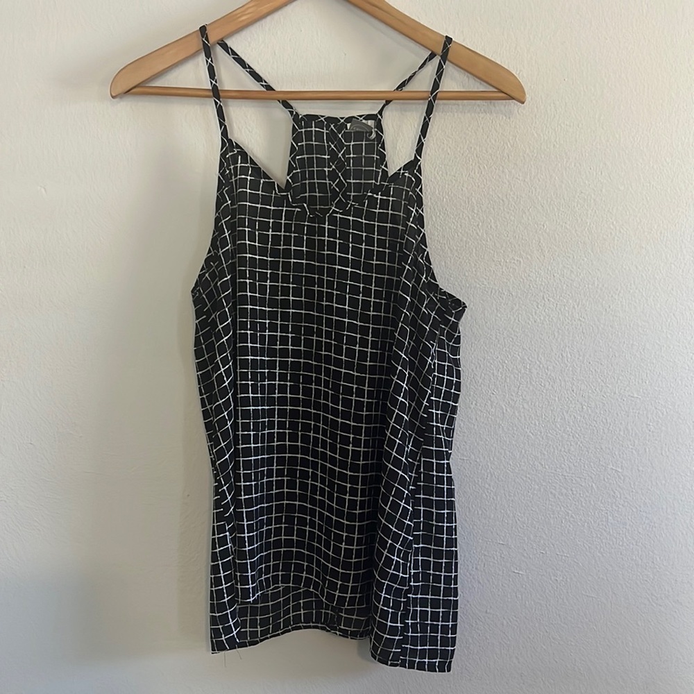 Paper Crane Black & White Grid Strappy Tank Top